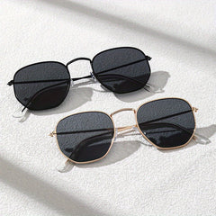 Square Metal Frame Sunglasses UV400 for Women Men Casual Anti Glare Glasses