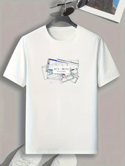 Letter Pattern Print Men's Comfy Sports T-shirt Graphic Tee