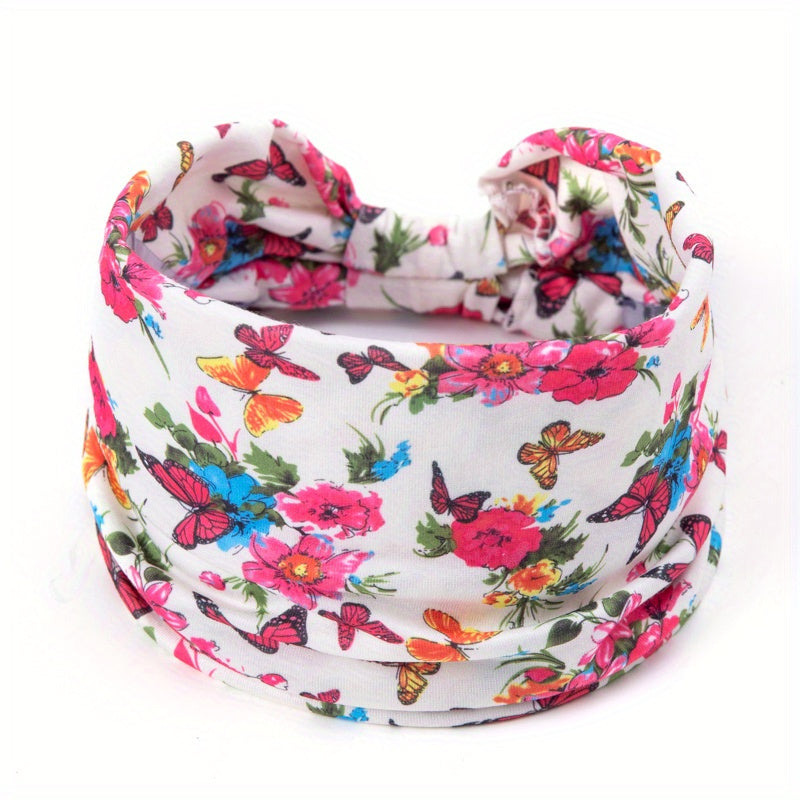 Butterfly Paisley Pattern Headband Widened Knotted Headband