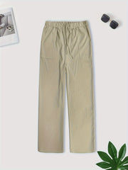  Casual Pants Women's Plus Solid Drawstring Elastic Loose Fit Trousers