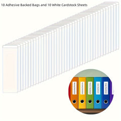 20Pcs Adhesive Label Holders with Cardstock and Clear Bags