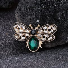 Emerald Rhinestone Bee Brooch Halloween Gift For Men