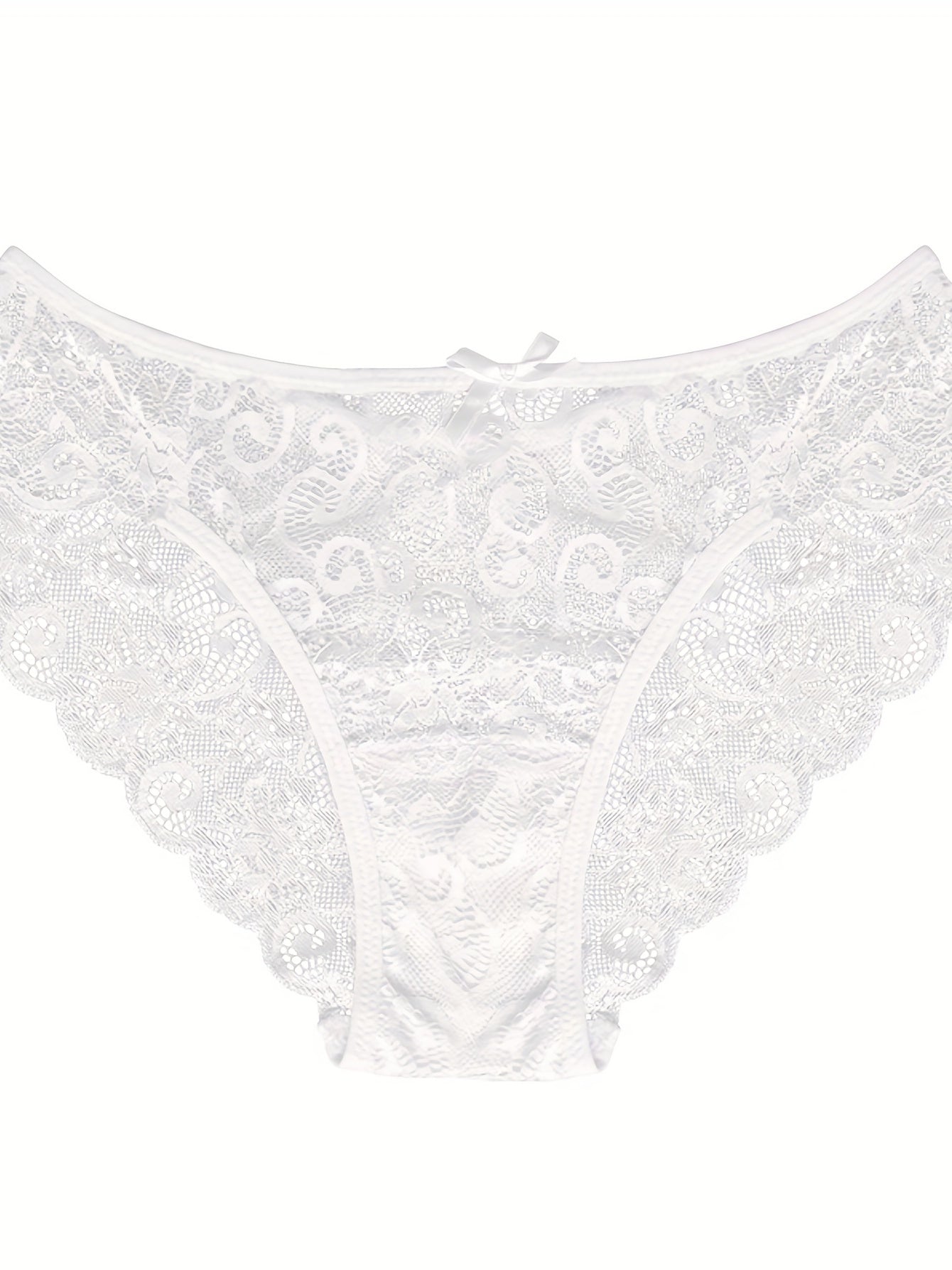 Floral Lace Bow Tie Briefs Low Waist Panties Women's Lingerie