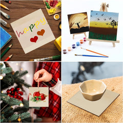 30pcs 10x10cm Blank Wood Squares DIY Crafts Painting Coaster Making