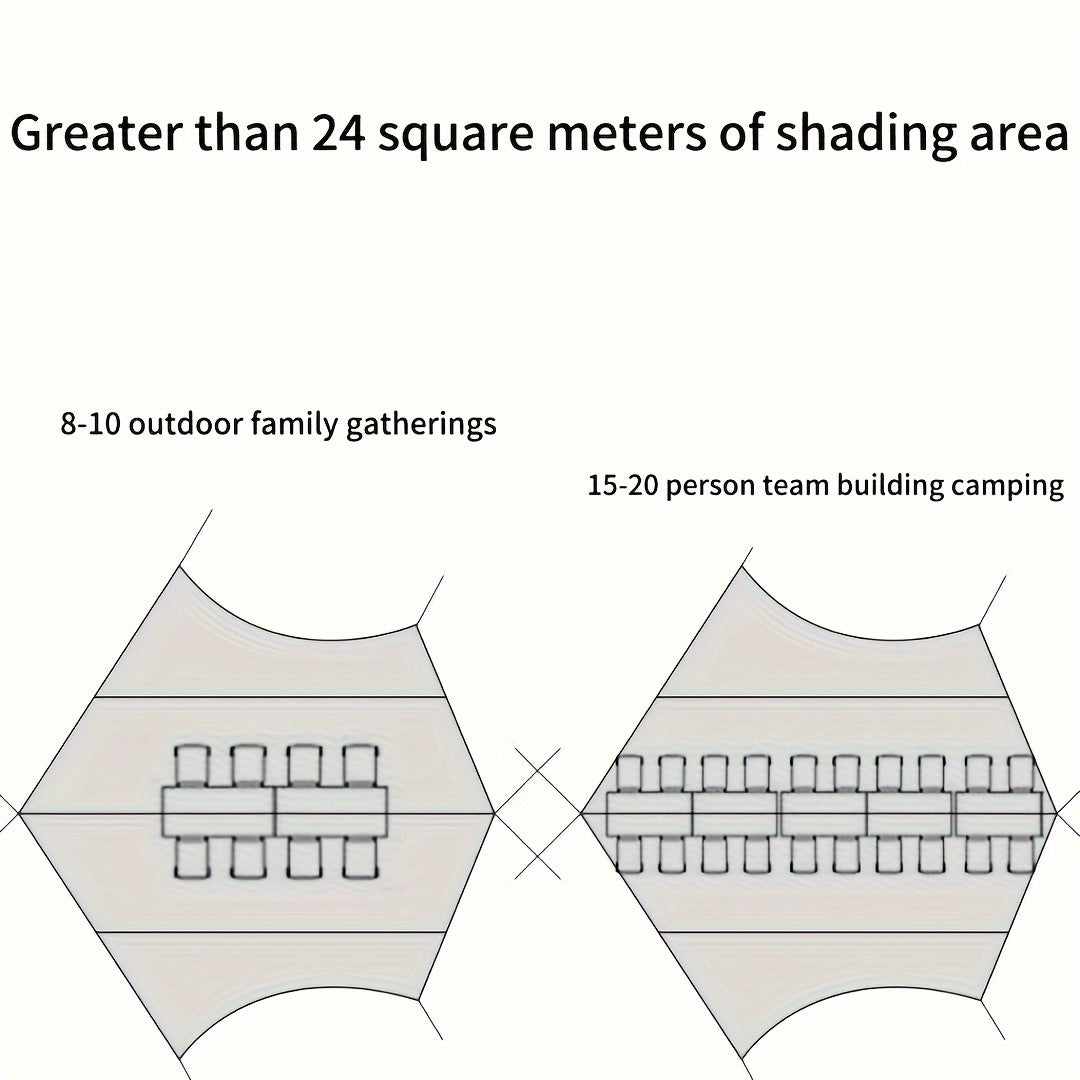 Hexagonal Rain Sun Awning for Outdoor Camping