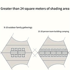 Hexagonal Rain Sun Awning for Outdoor Camping