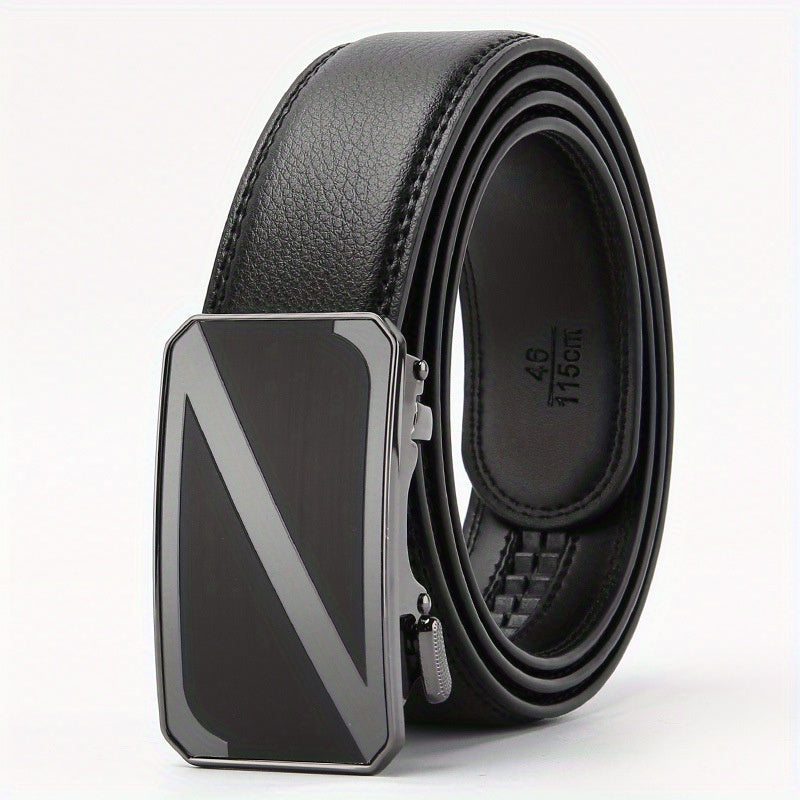 Men's Leather Belt Alloy Automatic Buckle Business Suit Waist Strap