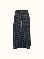  Plaid Print High Rise Wide Leg Trousers