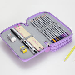 Purple Three-Layer Pencil Case