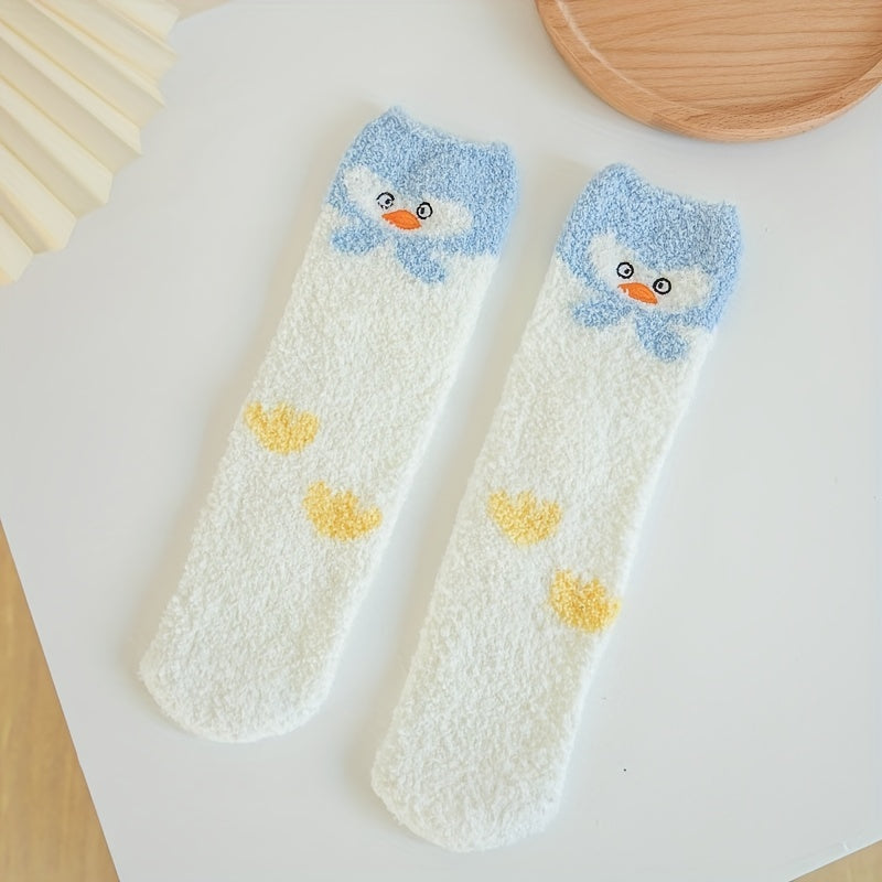 5 Pairs Cartoon Print Socks Warm & Comfy Women's Stockings