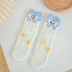 5 Pairs Cartoon Print Socks Warm & Comfy Women's Stockings