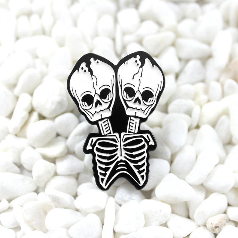 Twin Skull Pin Halloween Ornament Party Accessory