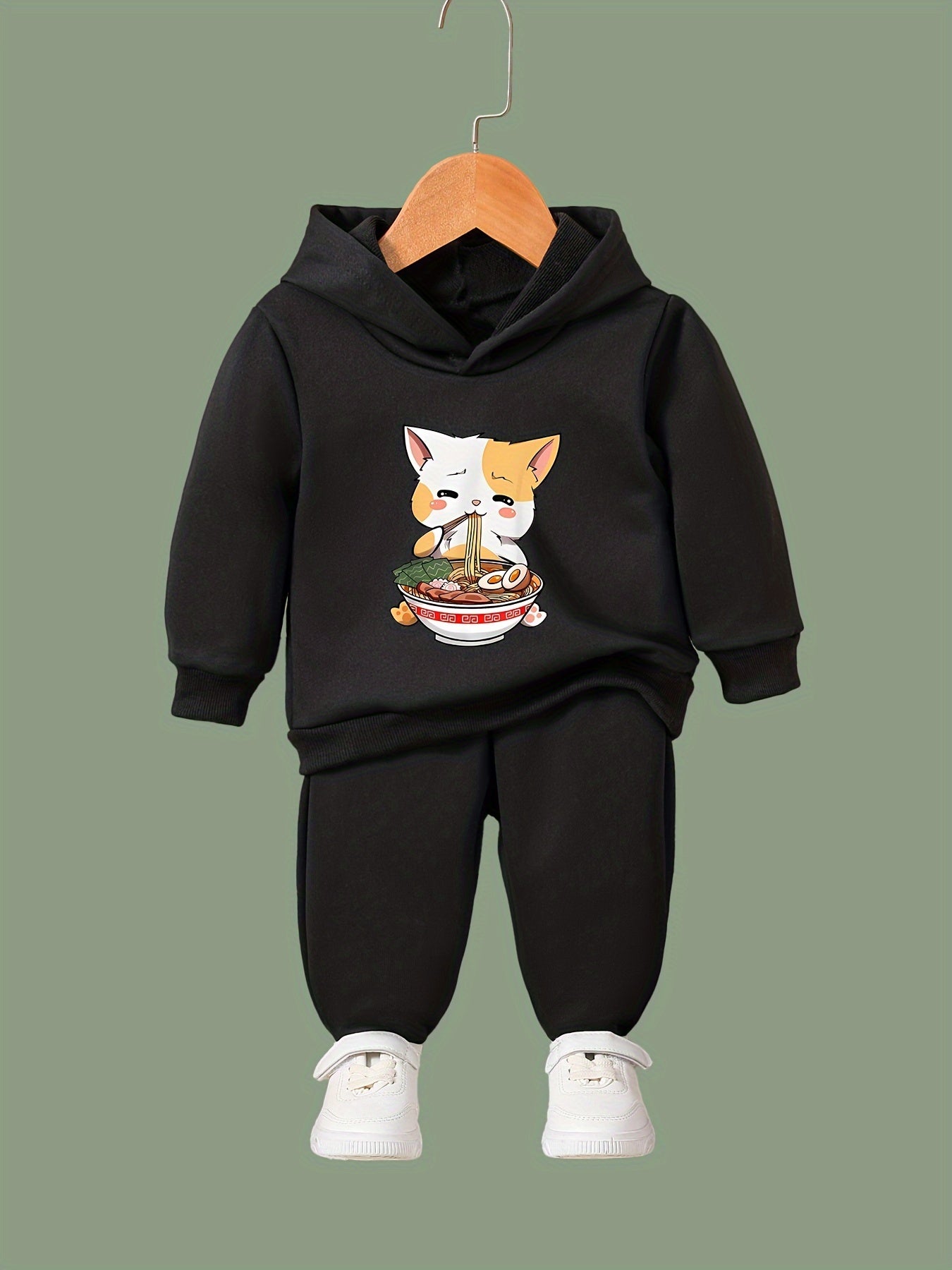 Ramen Kitty Print 2pcs Girls Outfits For Sports Spring