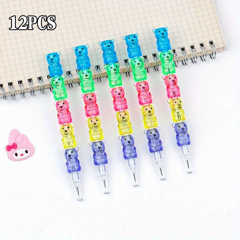 12pcs Stackable Bear Pencils Back to School Supplies Kids Party Favors