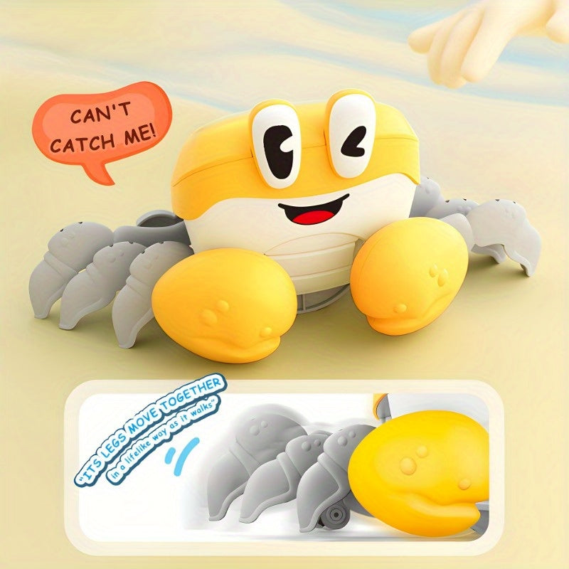 Interactive Crab Crawling Toy Lights & Sound Bionic Legs Pink Yellow