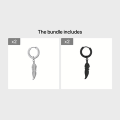 Punk Style Feather Pendant Steel Earrings