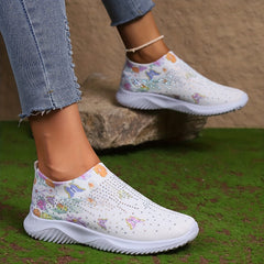 Women's Rhinestone Decor Sneakers Lightweight Outdoor Shoes