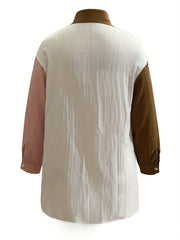  Colorblock Textured Button Up Shirt