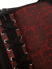 Gothic Strapless Corset Bustier Tummy Control Lace Up Jacquard Body Shaper