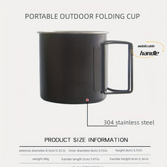 Stainless Steel Mug with Foldable Handle for Outdoor Adventures