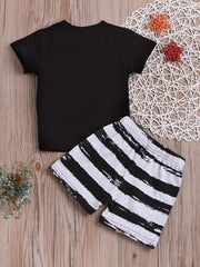 Summer Baby Boy's Casual Outfit Top & Striped Shorts Set