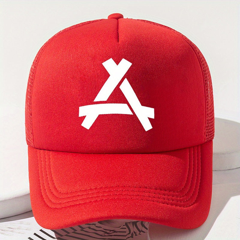 Unisex Mesh Sunshade Breathable Baseball Cap with Triangle Embroidery