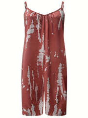  Tie Dye V Neck Wide Leg Romper
