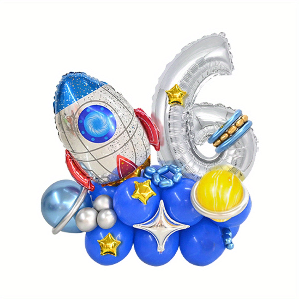 31pcs Space Rocket Silvery 0 9 Number Balloon Birthday Party Supplies