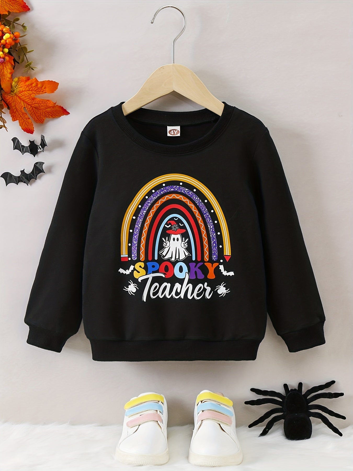 Girls' Halloween Rainbow Ghost Sweatshirt Pullovers