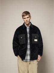 Men's Lapel Casual Winter Coat Chest Pocket Warm Thick Jacket