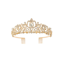 Pink Crystal Tiara Crown Women Girls With Combs