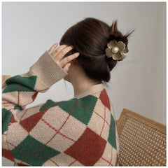 4pcs Faux Pearl Flower Hair Claw - Female Hair Clip