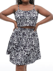  Floral Print Loungewear Set: Cami Crop Top & Skirt Two Piece