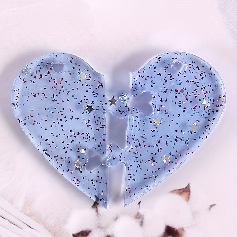 Heart Puzzle Pendant Silicone Mold Love Lock Resin Mold
