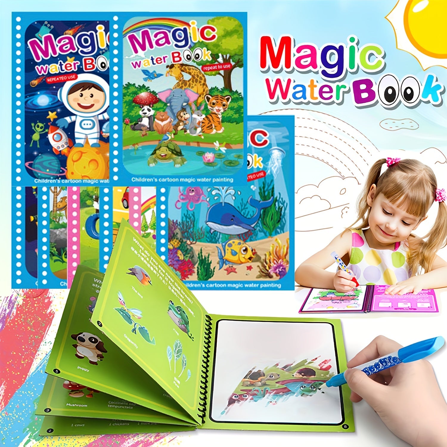 Montessori Sensory Water Drawing Book for Kids