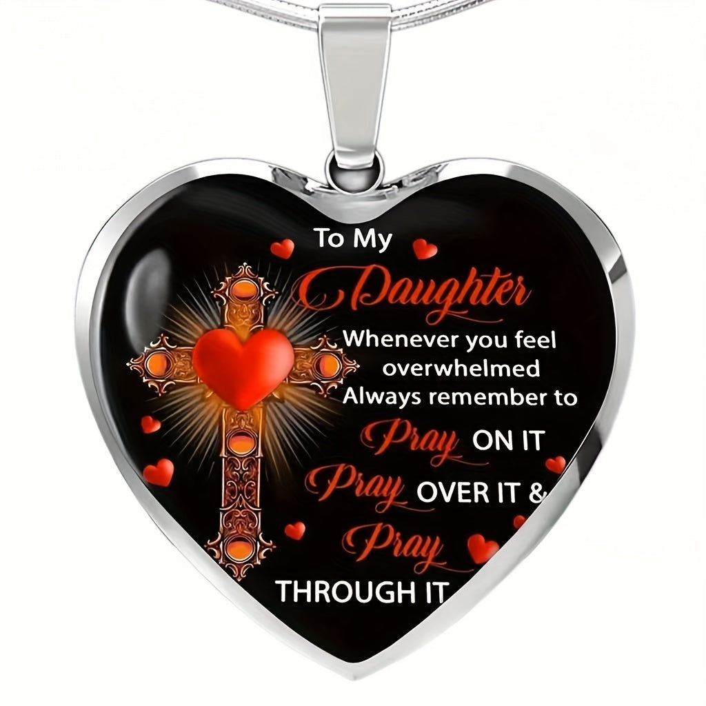 Heart Cross Pendant Necklace Men Women Jewelry Gift Couples