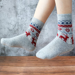 5 Pairs Thick Knit Crew Socks Warm Mid Tube Women's Stockings