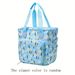 Portable Printed Yarn Storage Bag Large Capacity Crochet Hook Storage Case