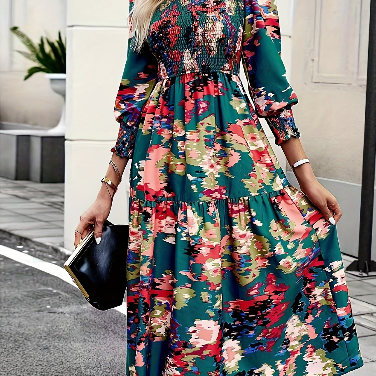  Tie Dye Smock Maxi Dress