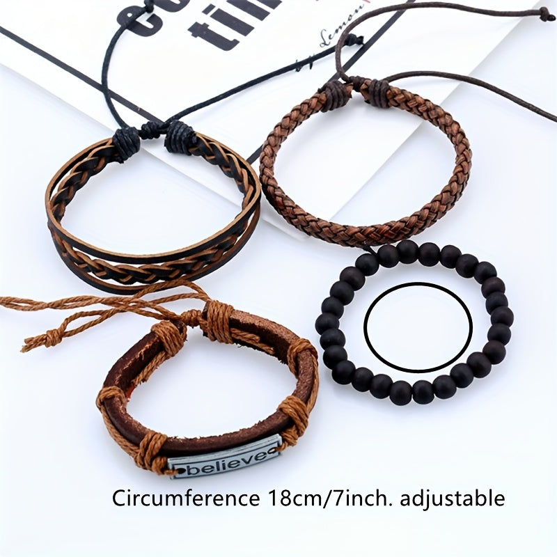 4pcs Casual Believe Decor Braided Bracelet Party Gift Accessories