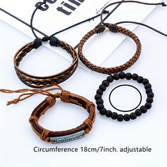 4pcs Casual Believe Decor Braided Bracelet Party Gift Accessories