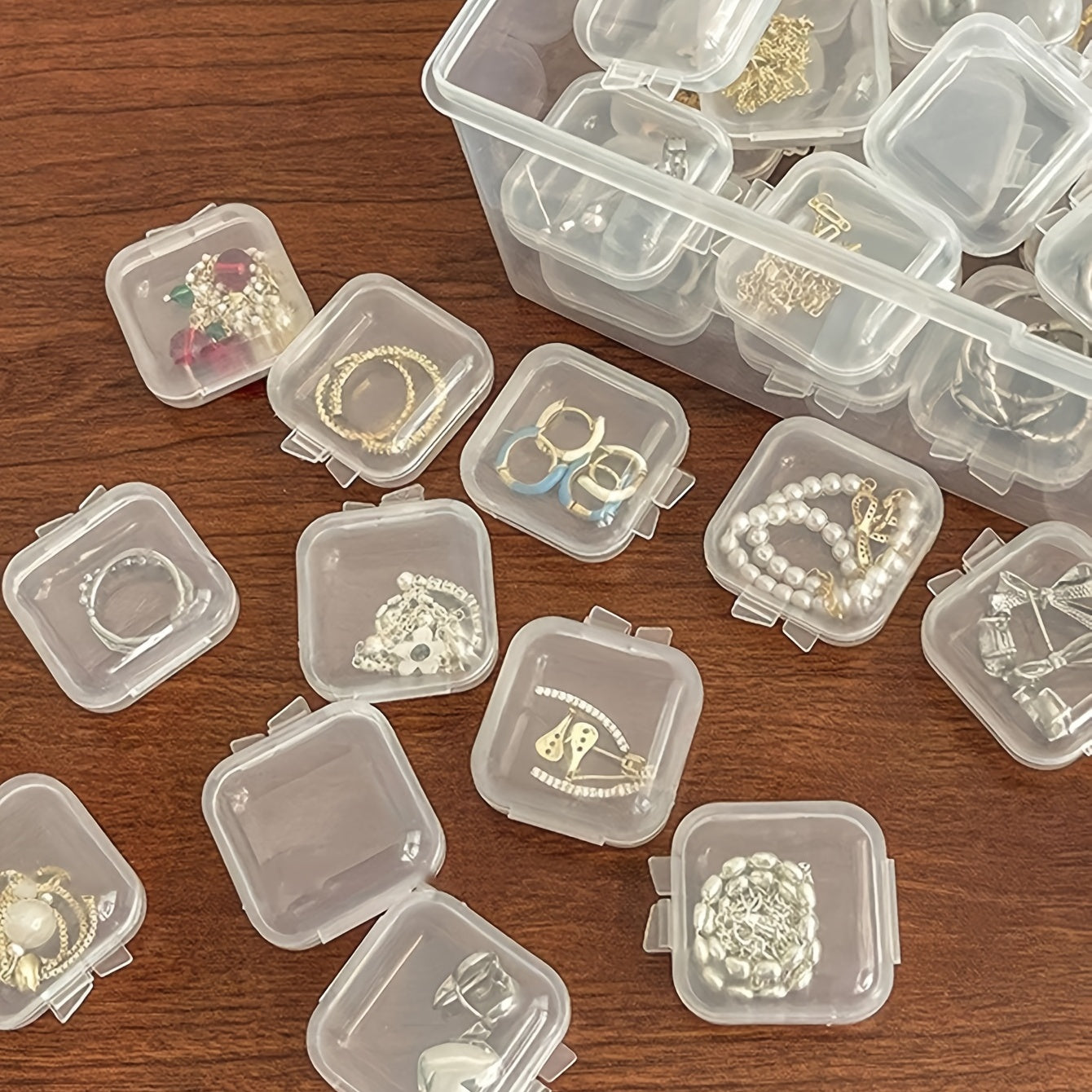 Plastic Mini Jewelry Storage Box Case For Earring Rings Necklace Bracelet
