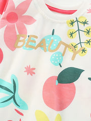 Fresh Fruit Graphic Girls Crew Neck Sweatshirt Casual Long Sleeve Top Pullovers