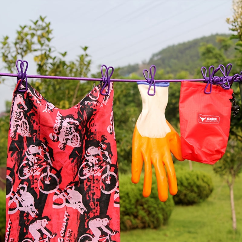 Portable Travel Clothesline with 12 Clothespins