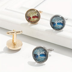 Tree Of Life Pattern Round Cufflinks Suit Decoration For Men