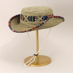 Vintage Stitching Washed Distressed Cowboy Sun Hat for Outdoor Sun Protection