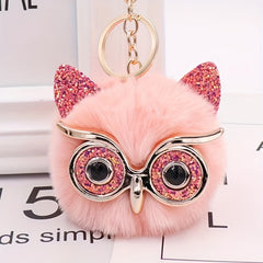 Glasses Owl Plush Keychain Bag Pendant Car Key Chain Accessories