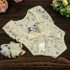 Cute 0-3M Baby Bow Lace Outfit, Ideal for Photoshoots