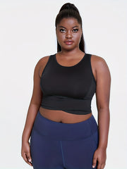  Sports Bra Women's Plus Solid Tie Back Medium Stretch