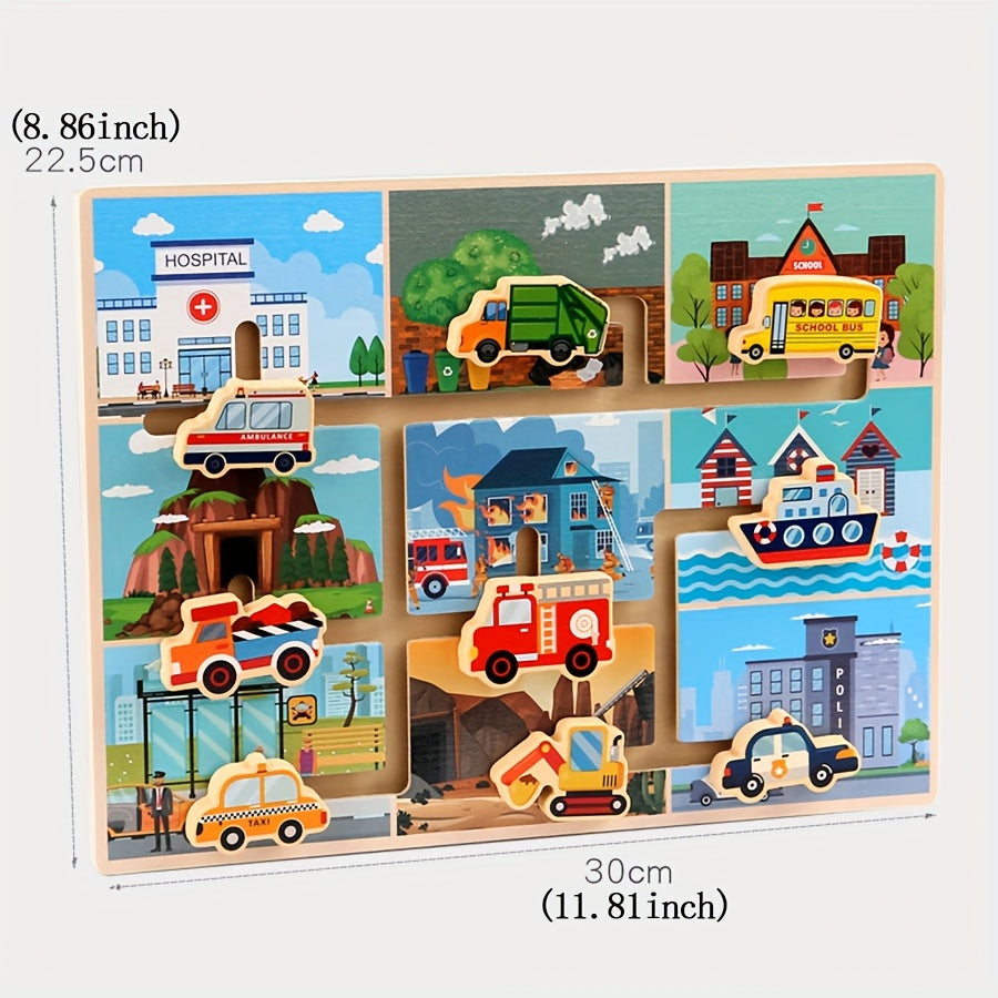 Transportation Board Game for Kids - Wooden Puzzle Tabletop Game